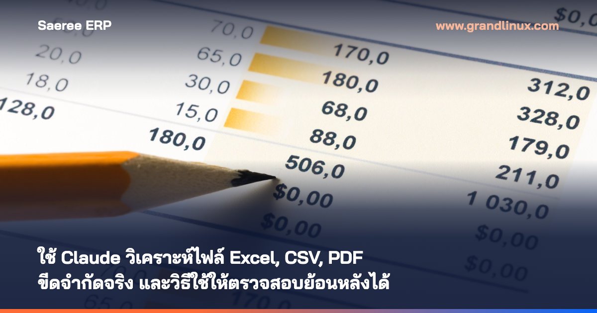 ใช้ Claude อ่านและวิเคราะห์ไฟล์ Excel, CSV, PDF — ขีดจำกัดจริงและวิธีใช้ให้ตรวจสอบย้อนหลังได้